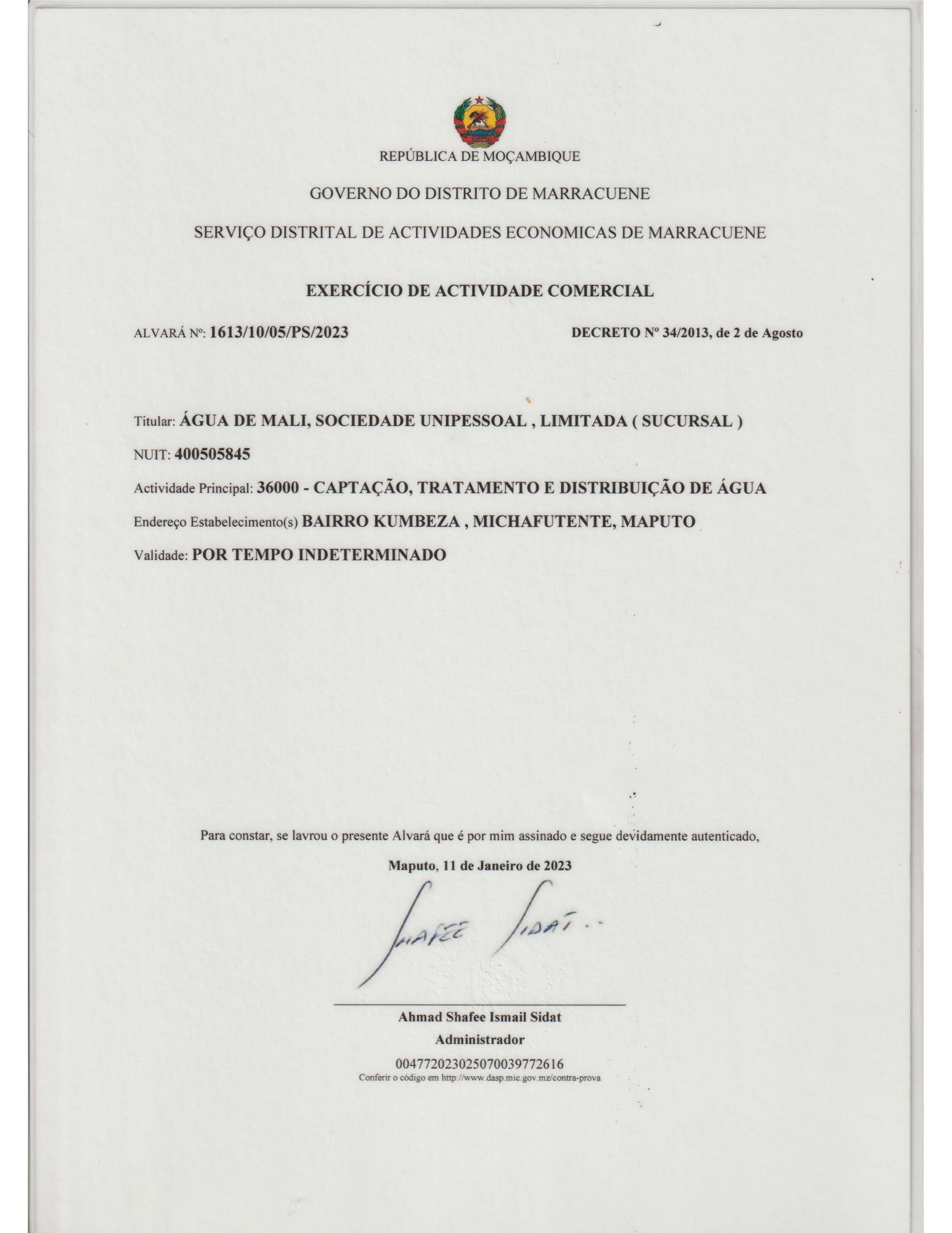 Licença de Exercício de Atividade Comercial