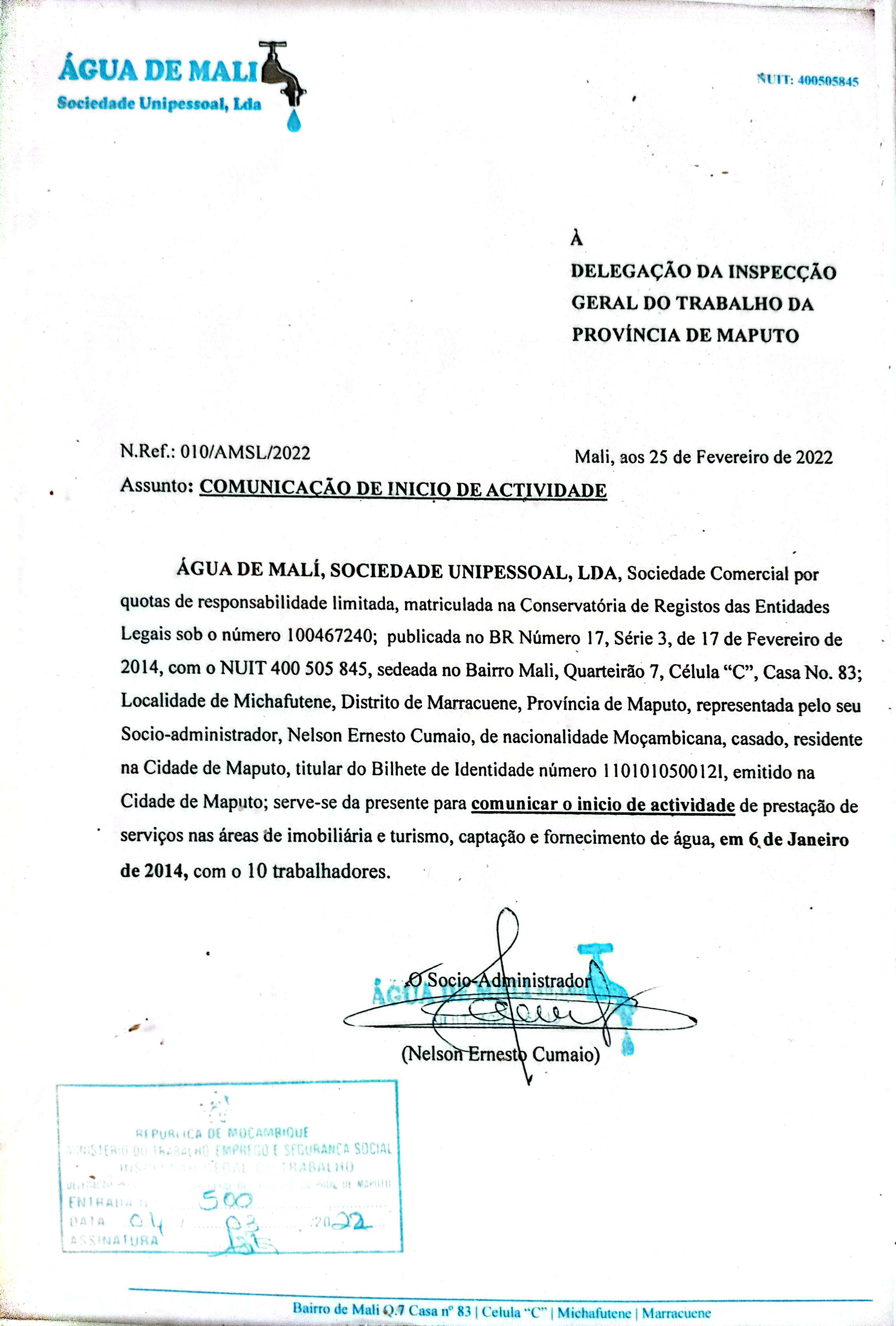 Licença de Início de Atividade